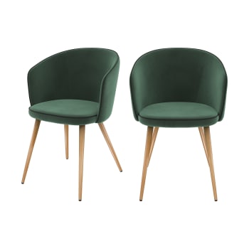 Chiara - Set aus 2 Stühlen aus wassergrünem Samt