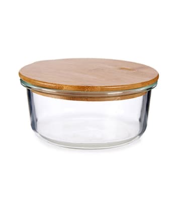 BAMBOU - Boîte de conservation ronde verre avec couvercle hermétique 62cl