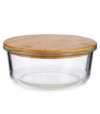 BAMBOU - Boîte de conservation ronde verre avec couvercle hermétique 95cl