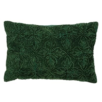 Housse de coussin vert en coton-40x60 cm avec motif fleuri