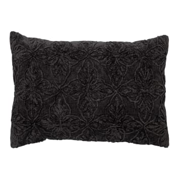 Housse de coussin noir en coton-40x60 cm avec motif fleuri