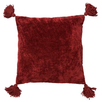 NINO - Coussin - rouge en coton 45x45 cm uni