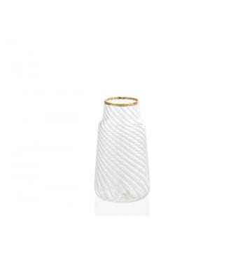STRIÉ - Mini vase en verre strié et doré H10,5cm