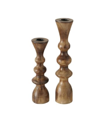 MANGUE - Set de 2 chandeliers en bois de mangue H23cm et H30cm