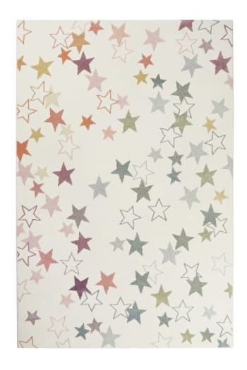 Esterya - Alfombra para los niños, diseño cielo estrellado blanco pastel 133x200