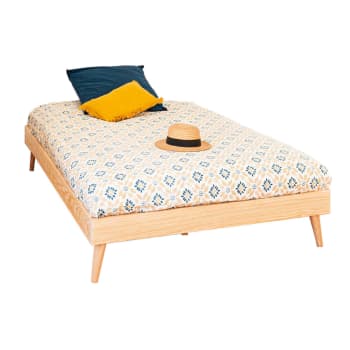 Doris - Pack lit avec pieds et matelas bois massif 120x190 cm