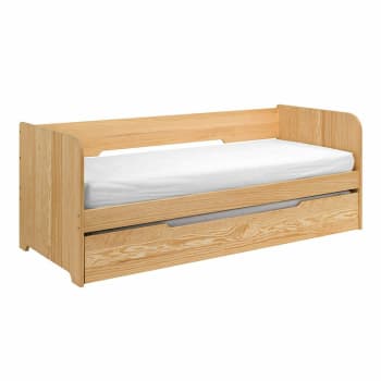 Cama juvenil multialmacenaje efecto madera 90 x 200 Gabin