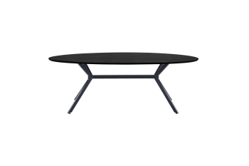 Bruno - Table à manger ovale en MDF noir 6 personnes, 220x100 cm