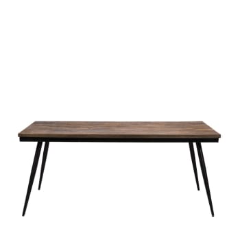 Ranggo - Table à manger en métal et teck recyclé 160x90cm bois foncé  et  noir