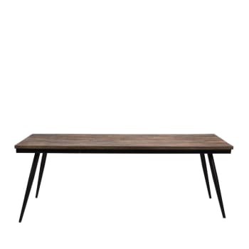 Ranggo - Table à manger en métal et teck recyclé 200x90cm bois foncé  et  noir