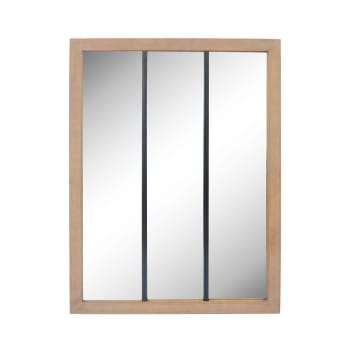 NELL - Miroir verrière en métal et bois 113x85cm bois clair