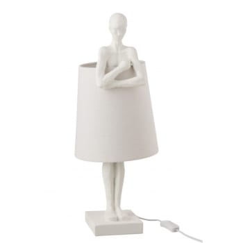 FIGURINE - Lámpara figura apoyo resina blanca alt. 58 cm
