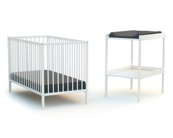 Duo lit bébé et table à langer blanc