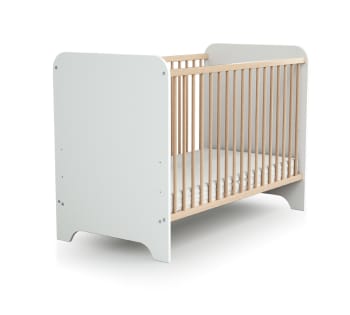 Carrousel - Lit bébé en bois Blanc et Hêtre Verni 60 x 120 cm