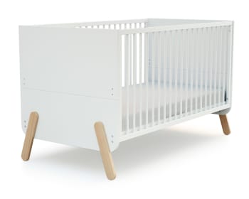 PIRATE - Babybett 70x140 größenverstellbar Weiße und lackierte Buche