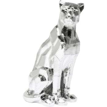 Cat Rivet - Statue panthères rivets en polyrésine argentée