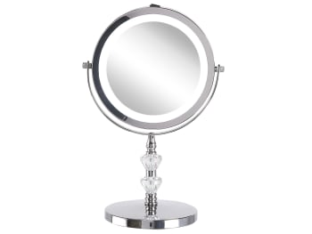 Laon - Espejo de maquillaje en metal plateado 31x20