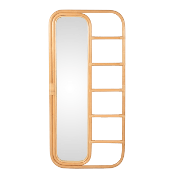 Maji - Vestiaire miroir rotin naturel finition miel h 152 cm Maji