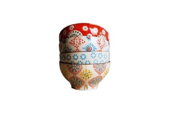 Bohemian - Juego de 4 cuencos de cerámica multicolor