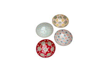 Bohemian - Juego de 4 platos hondos de cerámica multicolor