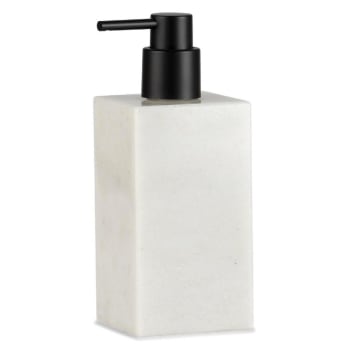 MARBRE - Distributeur de savon en marbre blanc et bec verseur noir