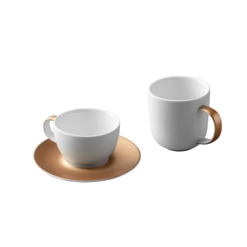 GEM - Service à café et à thé 3 pièces blanc en porcelaine