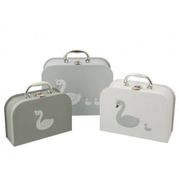 CYGNE - Juego de 3 maletas de cisne en papel gris de 23x10x19 cm