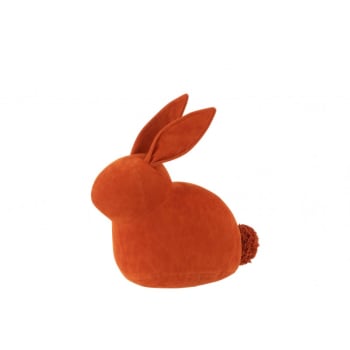 Cale-porte lapin en velours mat orange