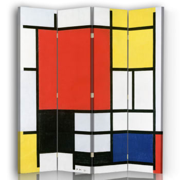 Paravent composition avec large plan rouge Mondrian 145x180cm (4x)