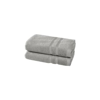 Organika - 2 serviettes en coton bio Gris Perle 50x100 cm