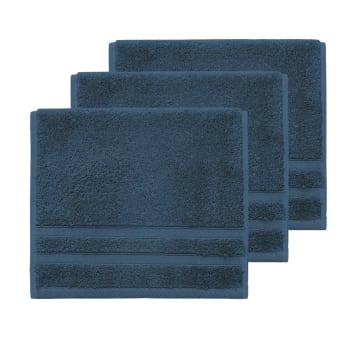 Sensilk - Lot de 3 serviettes invité 600 g/m²  indigo 30x50 cm