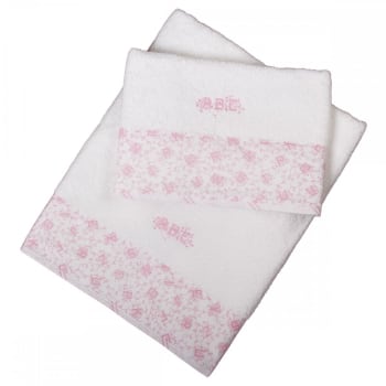 ALPHABET ROSE - Set di 2 asciugamani in spugna 50x70 cm+70x140 cm