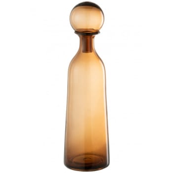 UNI - Botella + tapón liso decorativo alto cristal marrón Alt. 44 cm