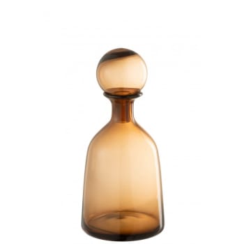 UNI - Botella + tapón liso decorativo bajo cristal marrón Alt. 33 cm