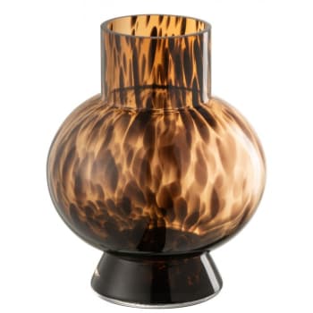POIS - Vase boule verre marron H22cm