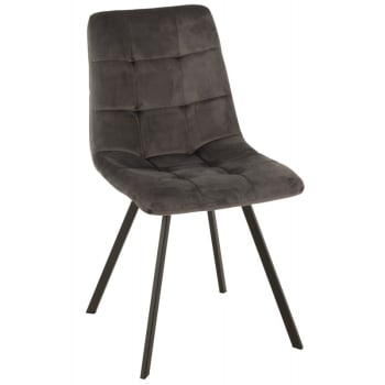 MORGAN - Chaise textile gris et métal