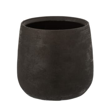 RUGUEUX - Maceta irregular crudo cerámica negro alt. 22