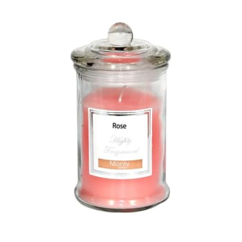ROSE - Bougie parfumée dans pot en verre rose 7,5x14cm