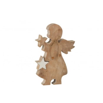 ANGE - Ange étoile en bois de manguier blanc H29cm