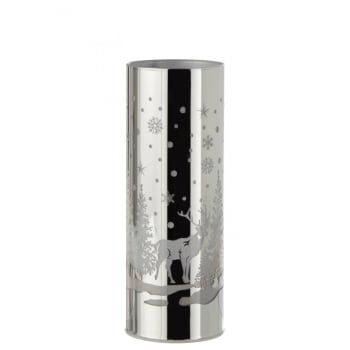 HIVER - Cilíndrico decorativo led cristal invierno plata alt. 22 cm