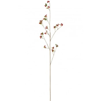 BAIES - Branche fine verte en plastique et baies rouges H140cm