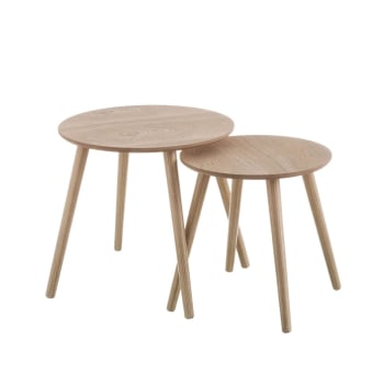 BOIS - Set de 2 tables basses rondes en bois MDF