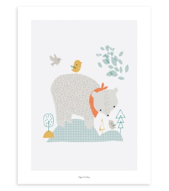 WOODLAND - Affiche ours 30 x 40 cm