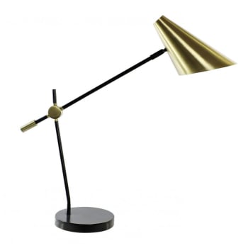 RÉTRO - Lampe de bureau rétro métal noir et doré H51cm