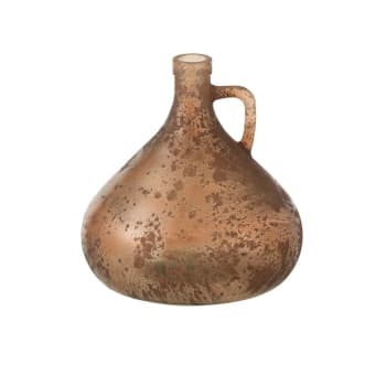 ANSE - Vase bouteille avec anse verre marron H18cm