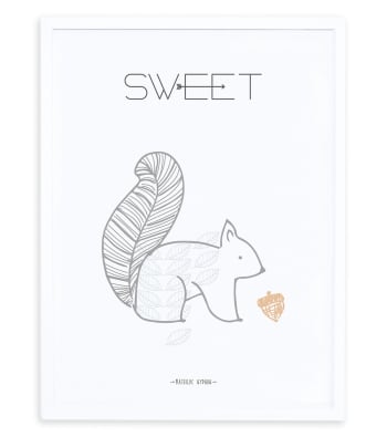NORDIC - Stampa artistica scoiattolo 30 x 40 cm