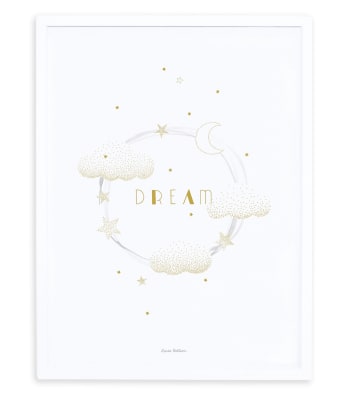 STARDUST - Lámina de papel amarillo con marco love dream de 30x40 cm