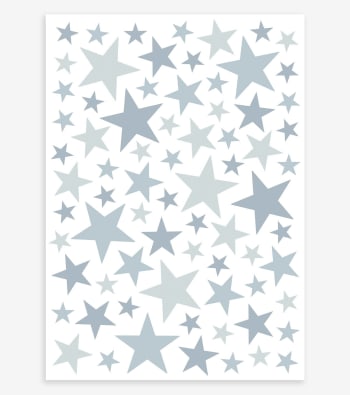 BASIQUE - Stickers étoiles en vinyle mat bleu gris