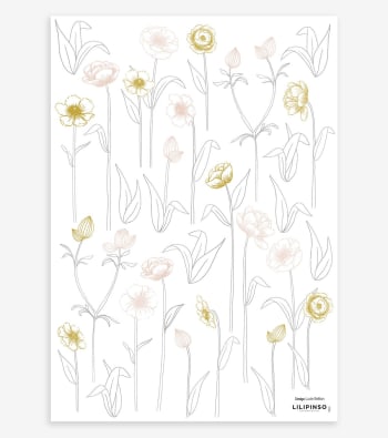 BOTANY - Stickers XL fleurs sur tiges en vinyle mat