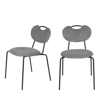 Aspen - Lot de 2 chaises en tissu et métal gris